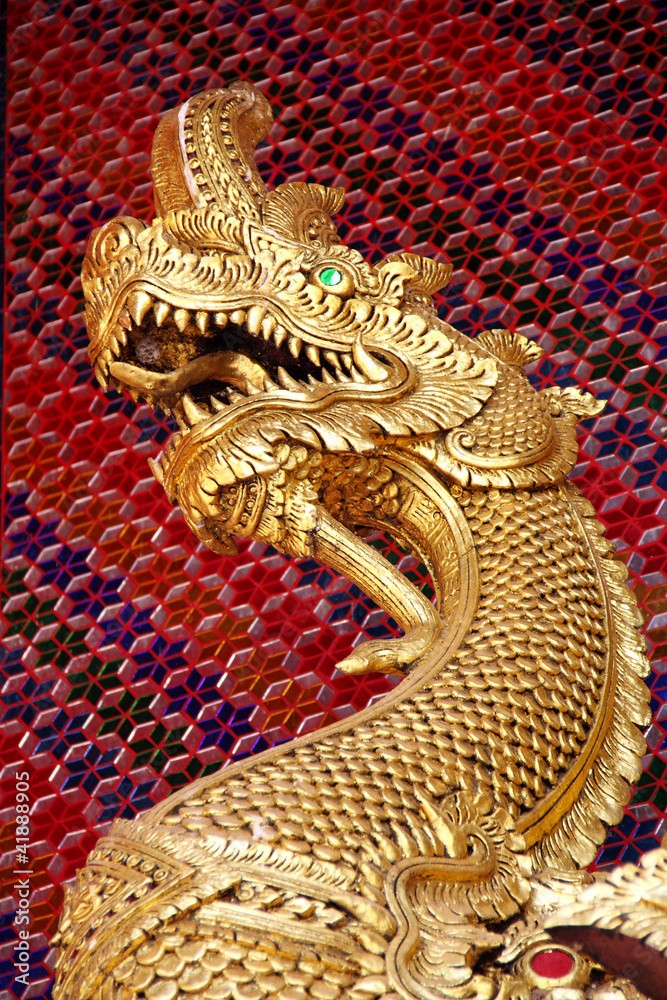 Fototapeta premium dragon on colorful glass, Thailand