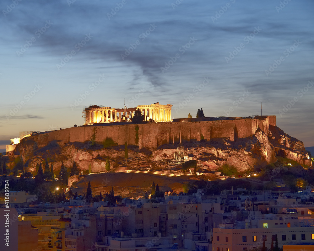 Acropolis  illuminated, Athens Greece