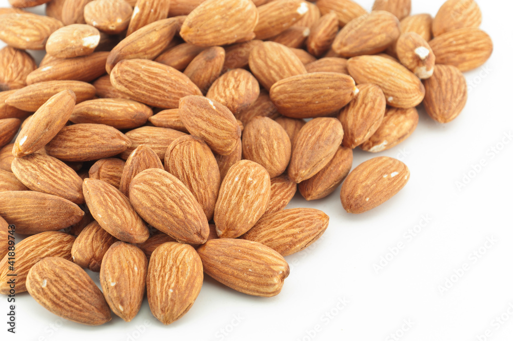 Almonds on white background Almonds on white background