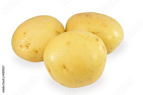 three potatoes on a white background