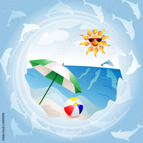 Beach with umbrella