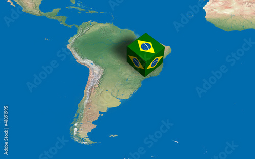 Location of Brazil over the map