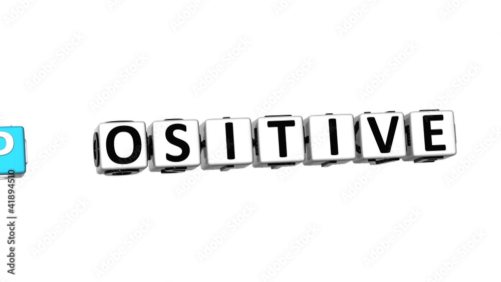 3D Think Positive Crossword on white background 3D Think Positive Crossword on white background