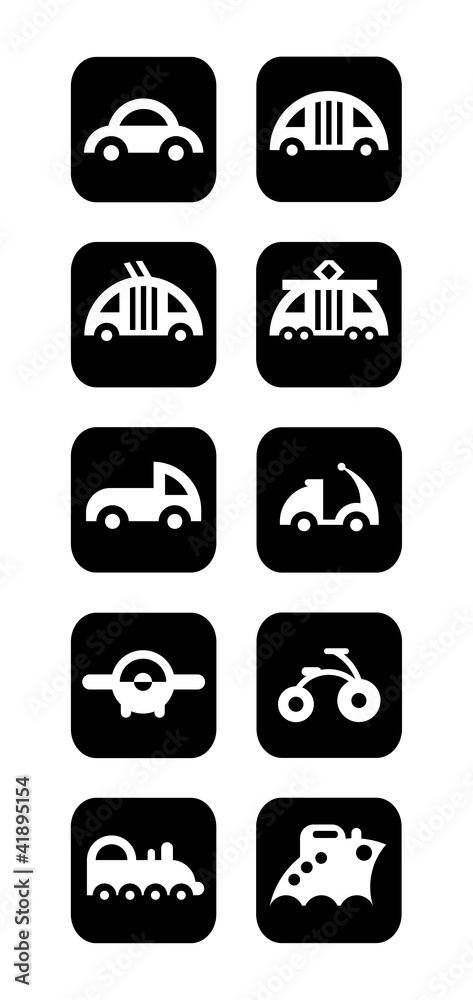 Set of transportation vector cartoon icons Set of transportation vector cartoon icons