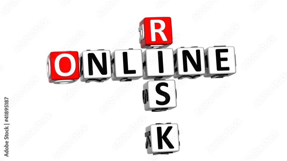 3D Online Risk Crossword on white background 3D Online Risk Crossword on white background