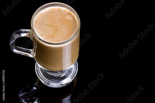 Coffee cappuccino in glassy mug