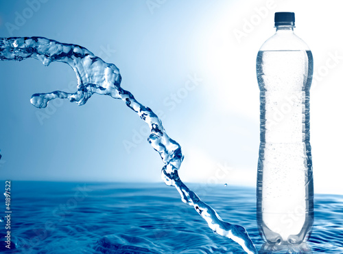 Frozen water and bottle