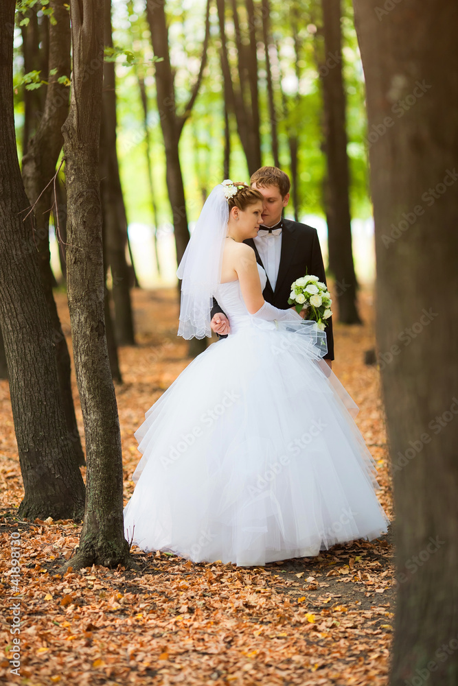 Romantic wedding couple