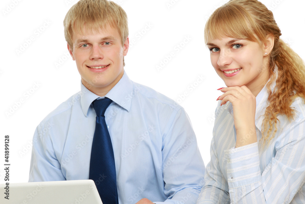 Business people working in the office, isolated on white Business people working in the office, isolated on white