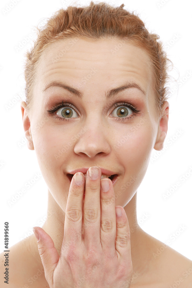 Closeup of an emotional young woman's face Closeup of an emotional young woman's face