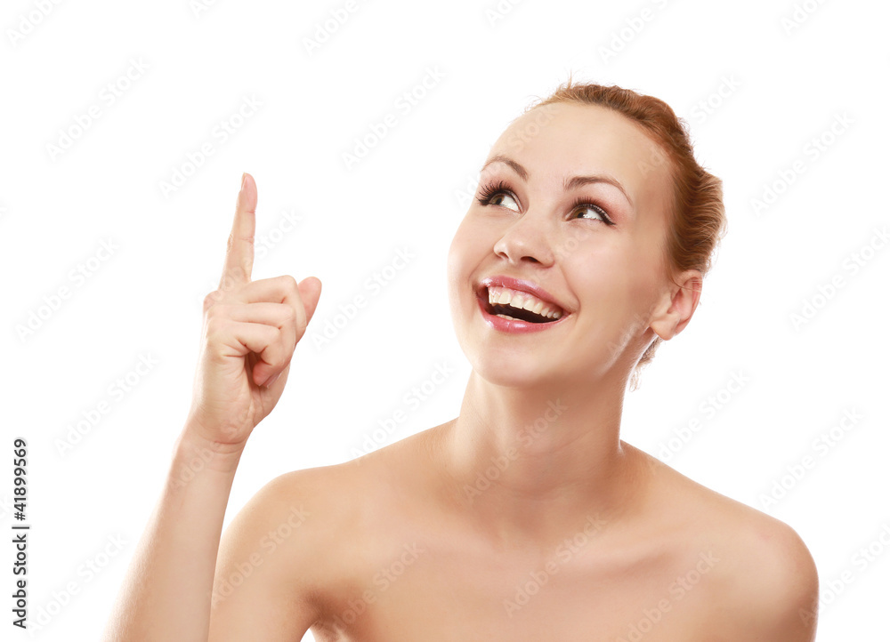 Closeup of an emotional young woman showing up Closeup of an emotional young woman showing up
