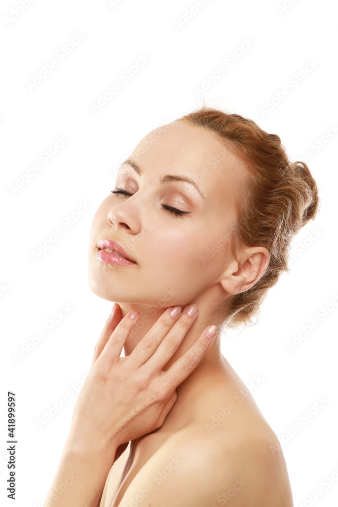 Portrait of a beautiful young woman, side-view Portrait of a beautiful young woman, side-view