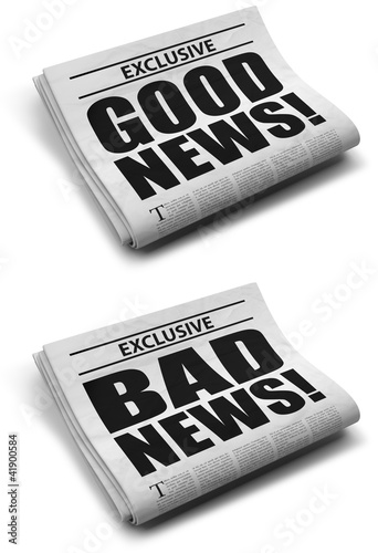 Good and bad news front cover newspaper