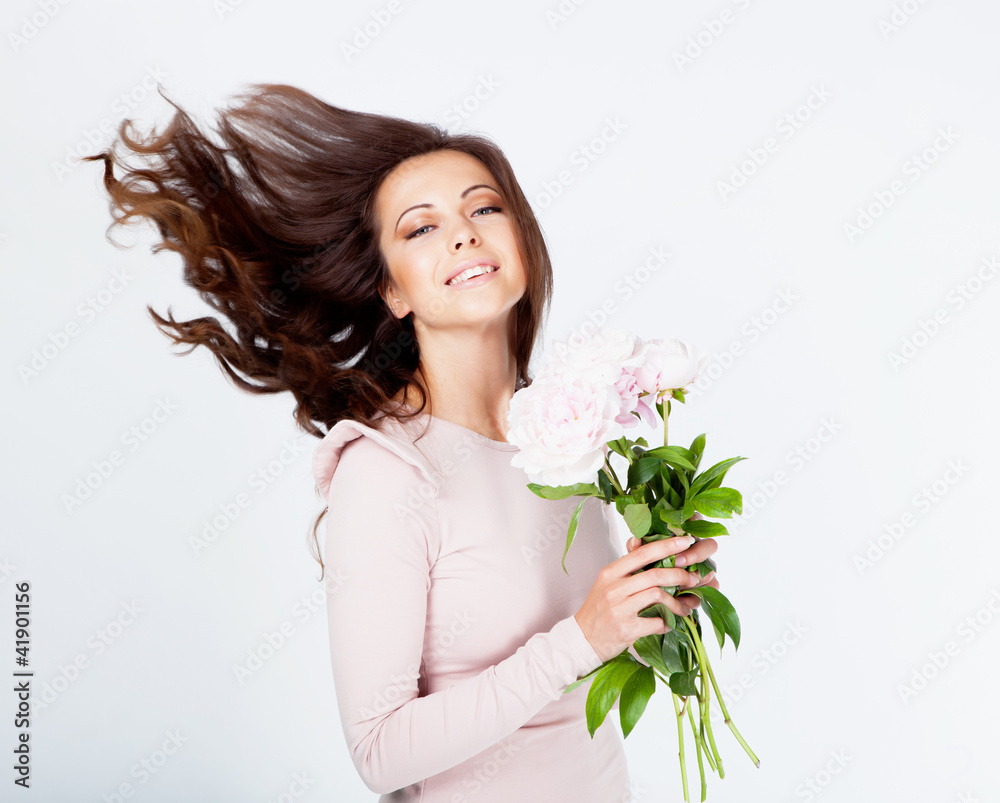Girl with peony flower Girl with peony flower