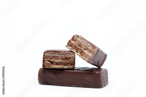 wafers in chocolate isolated on a white background