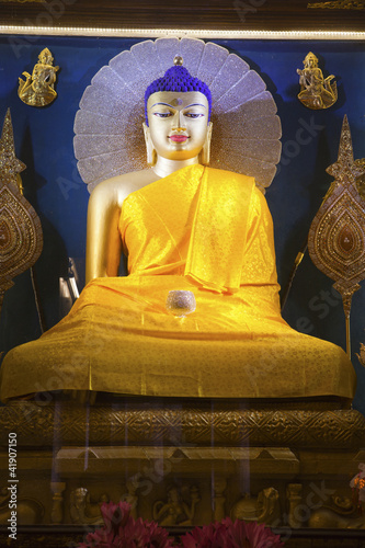 Buddha image inside Mahabodhi Temple, Bodhgaya, Bihar, India. photo