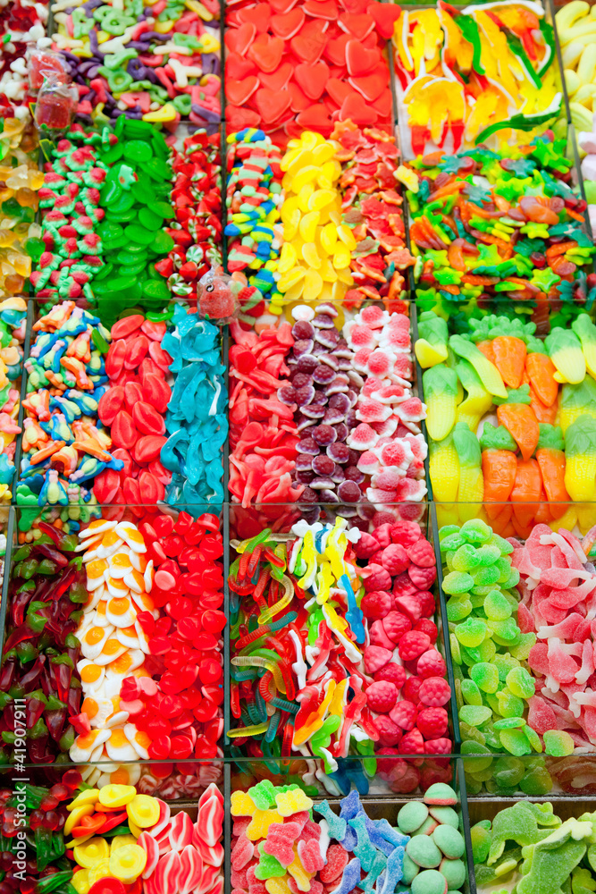 Candy sweets jelly in colorful display Candy sweets jelly in colorful display