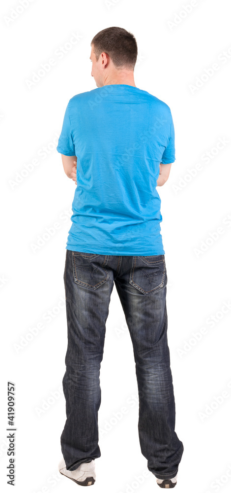 Back view of young men in t-shirt and jeans Back view of young men in t-shirt and jeans