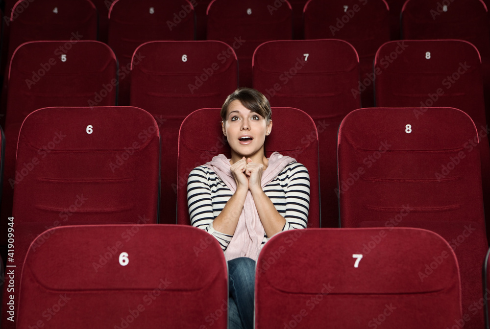 Naklejka premium Funky woman at the cinema