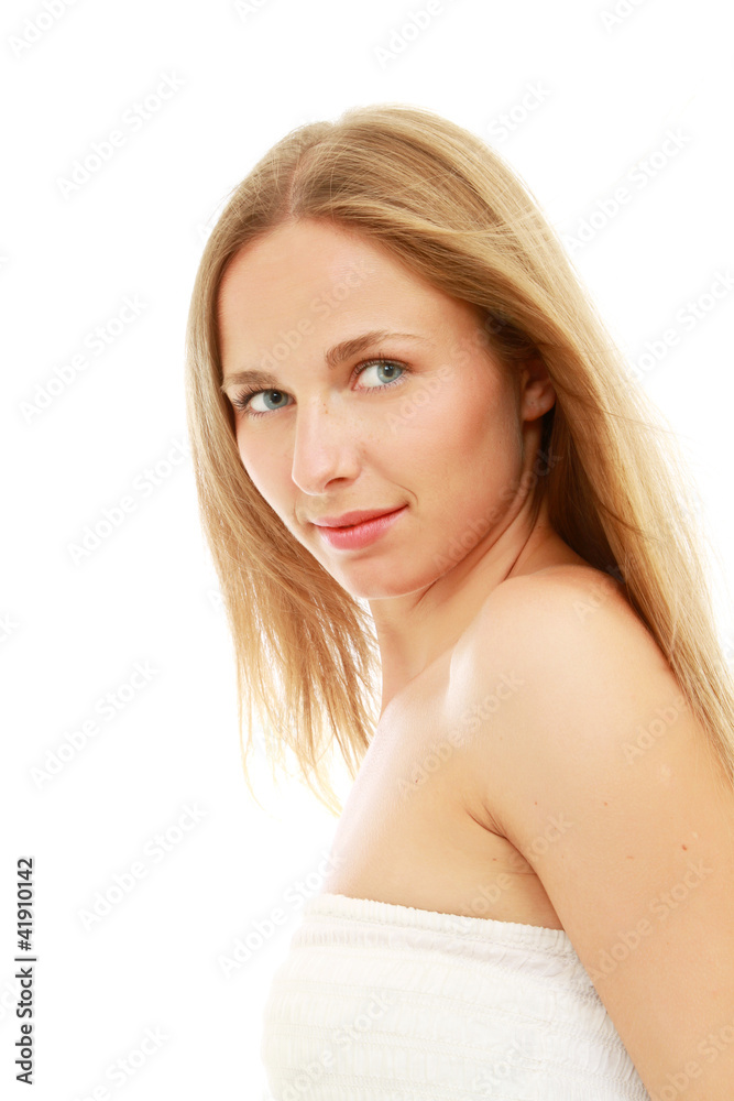 Obraz premium A beautiful woman, isolated on white background