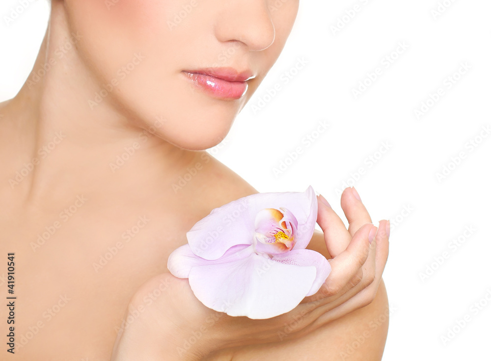 woman with orchid