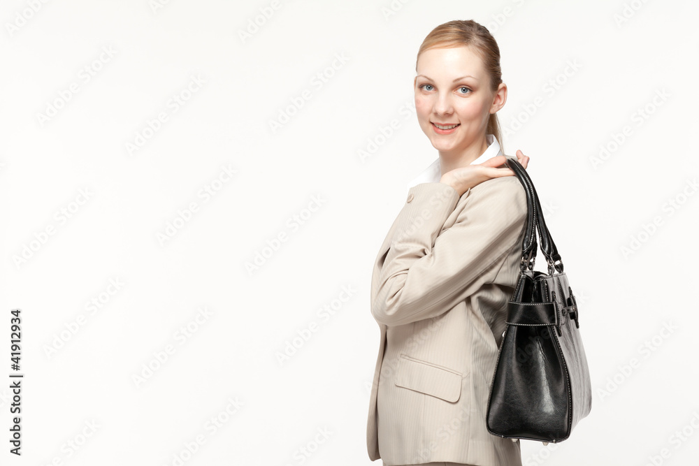 Beautiful business woman smileing on white background Beautiful business woman smileing on white background