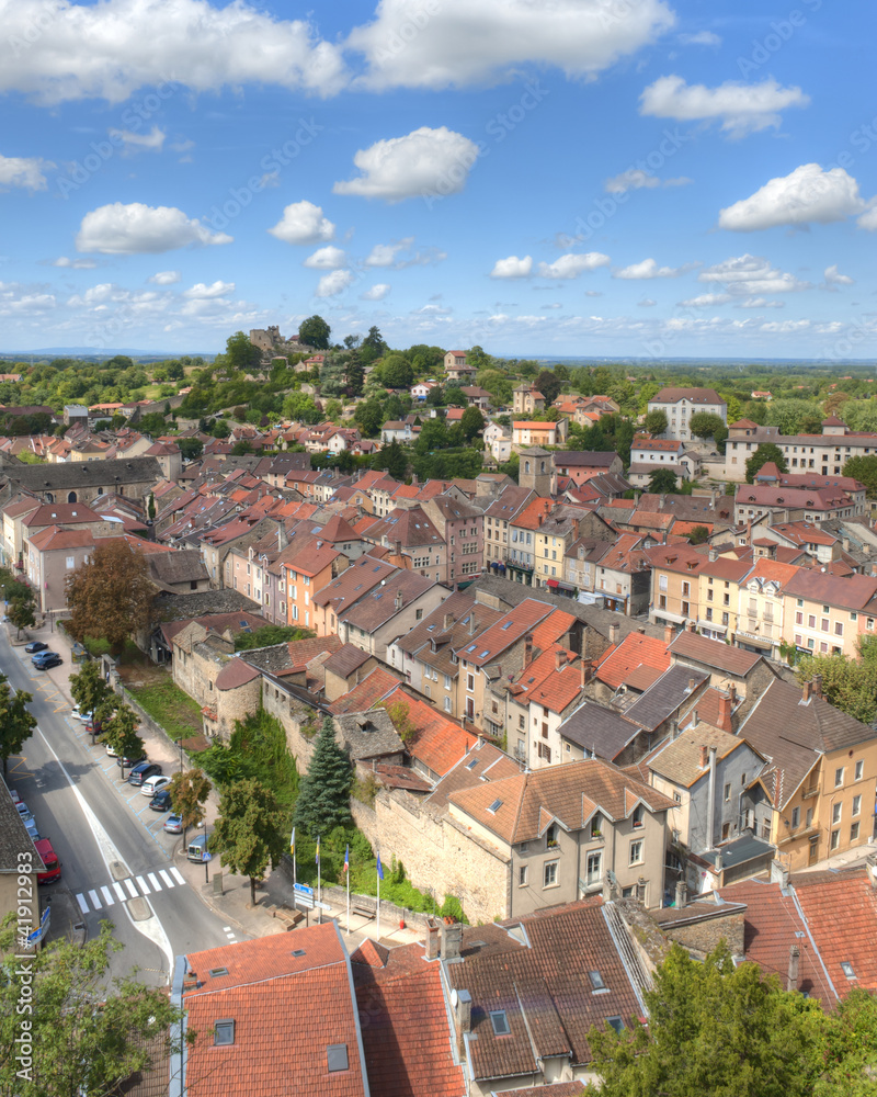 Aerial of Cremieu from Saint-Hippolyte Hill