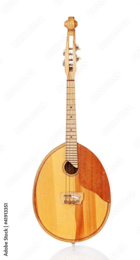Naklejka premium Retro kobza- Ukrainian musical instrument isolated on white
