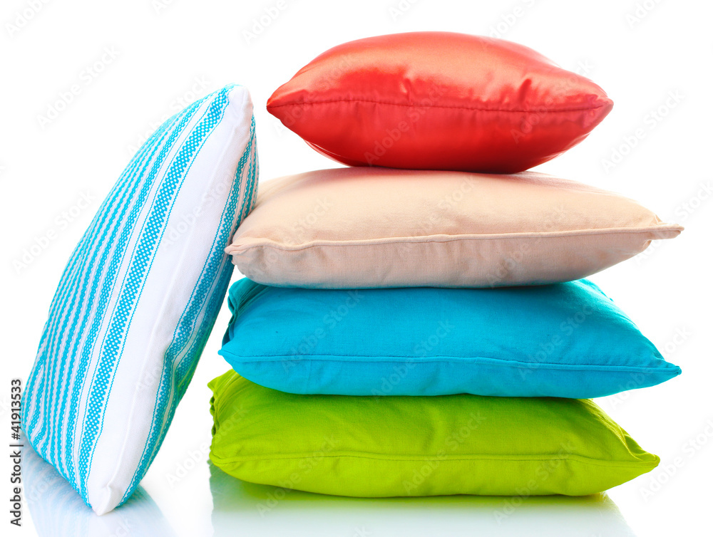bright pillows isolated on white