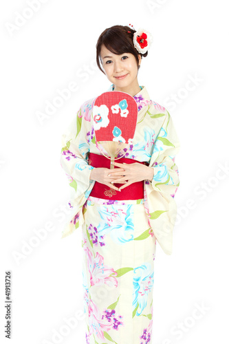 Beautiful kimono woman. Portrait of asian woman.