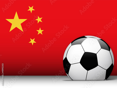 China Soccer Ball with Flag Background
