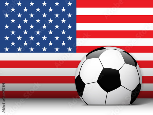 United States Soccer Ball with Flag Background