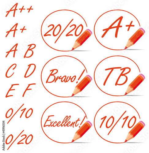 Red education rating symbols collection.