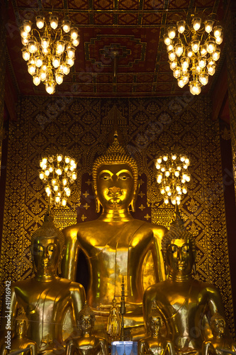 Gold Buddha of prathat hariphunchai, lamphun , Thailand