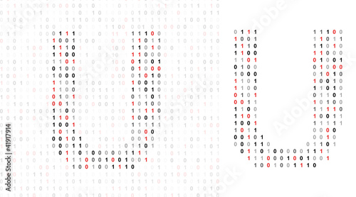 Letter U, alphabet from binary code