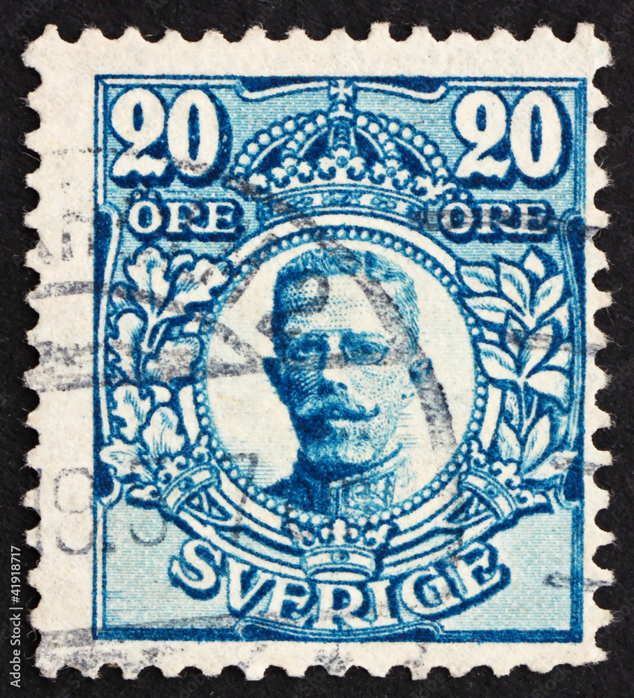 Postage stamp Sweden 1911 Gustaf V, King of Sweden