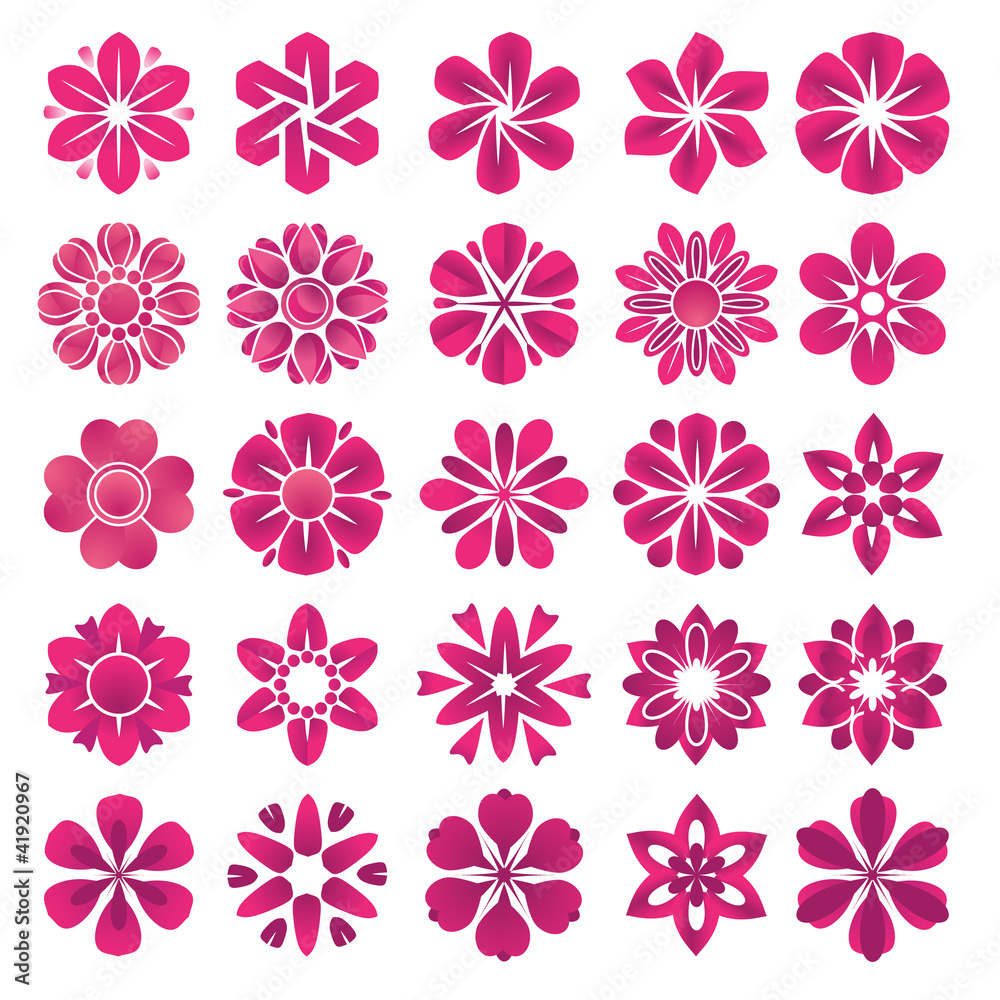 Set of vector flower icons and elements Set of vector flower icons and elements