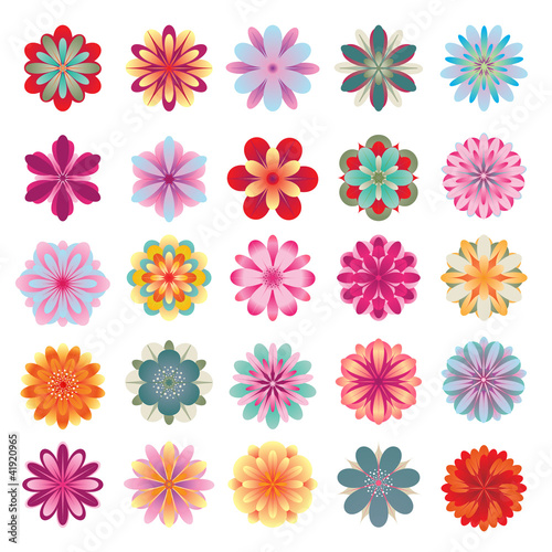Set of colorful flower icons © PureSolution
