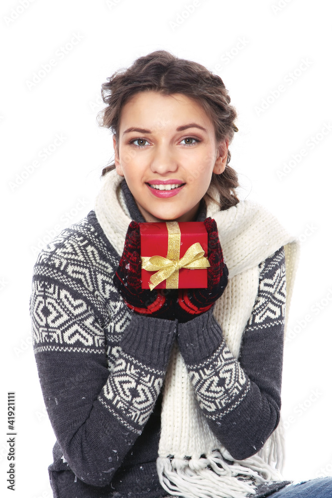 beautiful woman dressed for winter isolated on white background beautiful woman dressed for winter isolated on white background