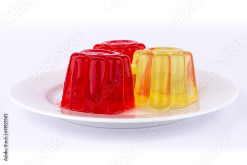 Gelatin of different colors.
