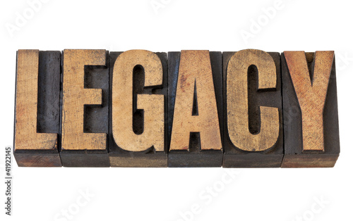 Fotografija legacy word in vintage wood type