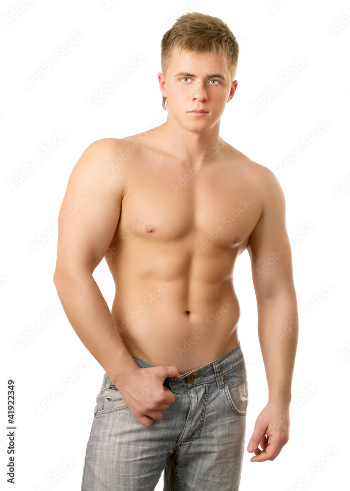 Strong man with a helathy body isolated over white Strong man with a helathy body isolated over white