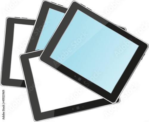 Vector tablets pc with empty white and blue screen