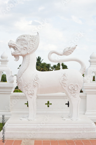 White Leo of palace ,Royal flora, Chiangmai, Thailand