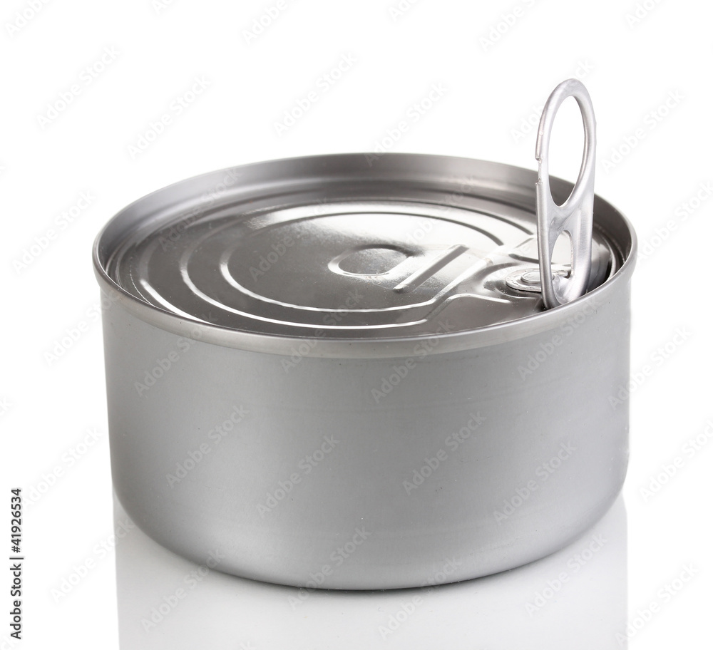 Tin can with pull ring isolated on white Tin can with pull ring isolated on white