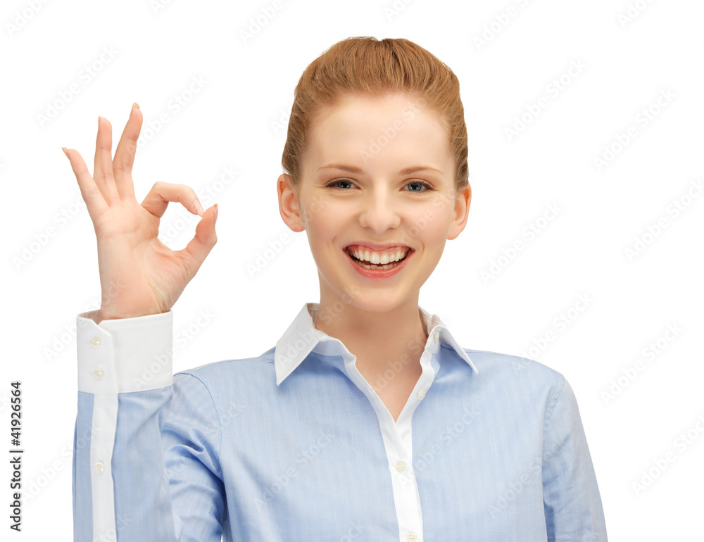 young woman showing ok sign