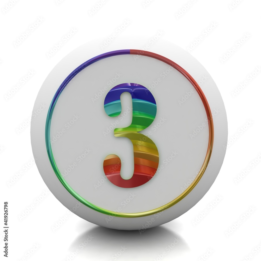 3d rainbow button with number 3d rainbow button with number