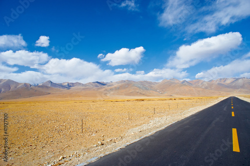 yellowish mountain road view in tibet of China © ZoomTeam