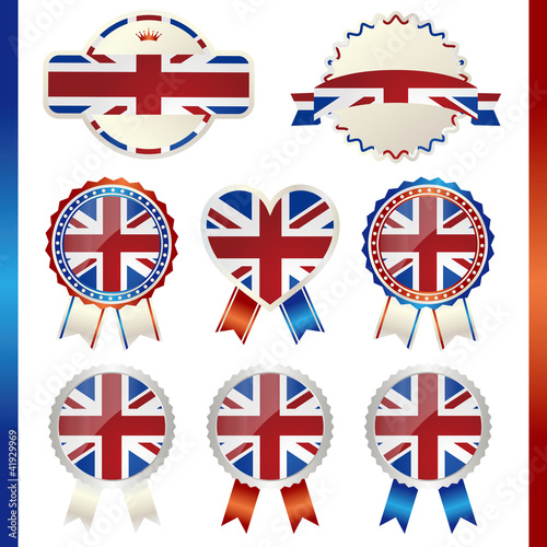 united kingdom union jack emblem set