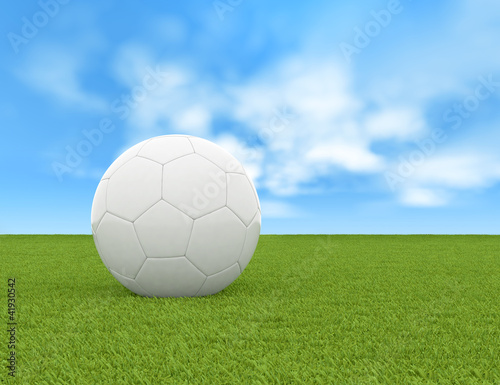 Soccer ball and green field of grass